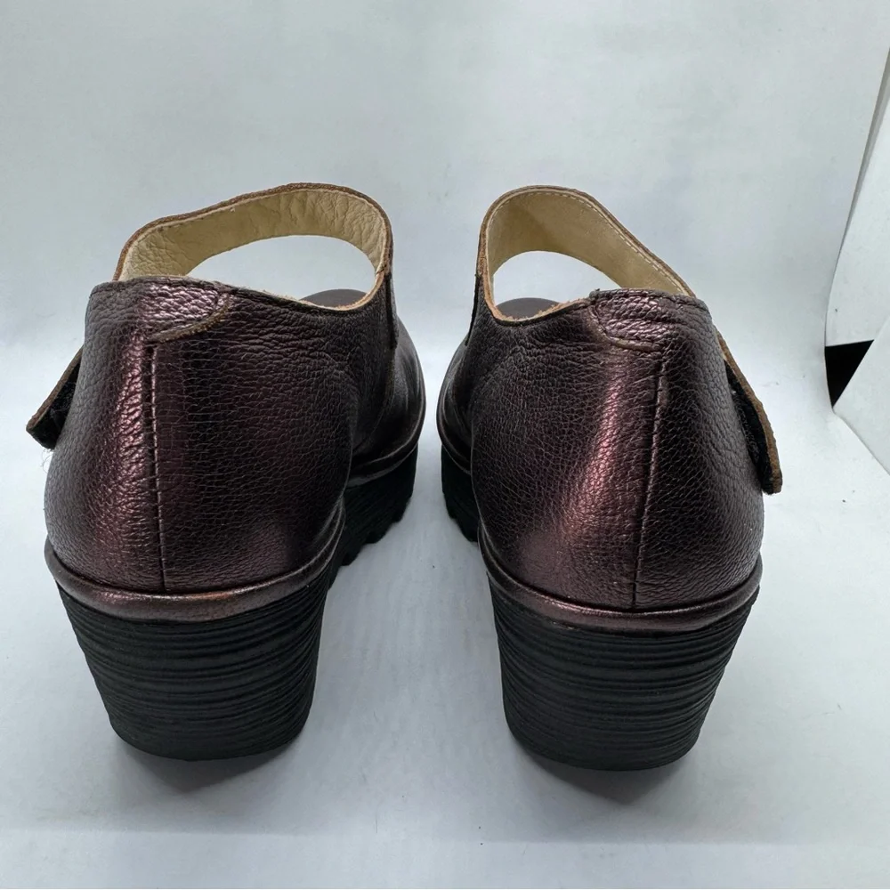 Fly London Metallic Mary Janes Sz 7.5 - Picture 10 of 13